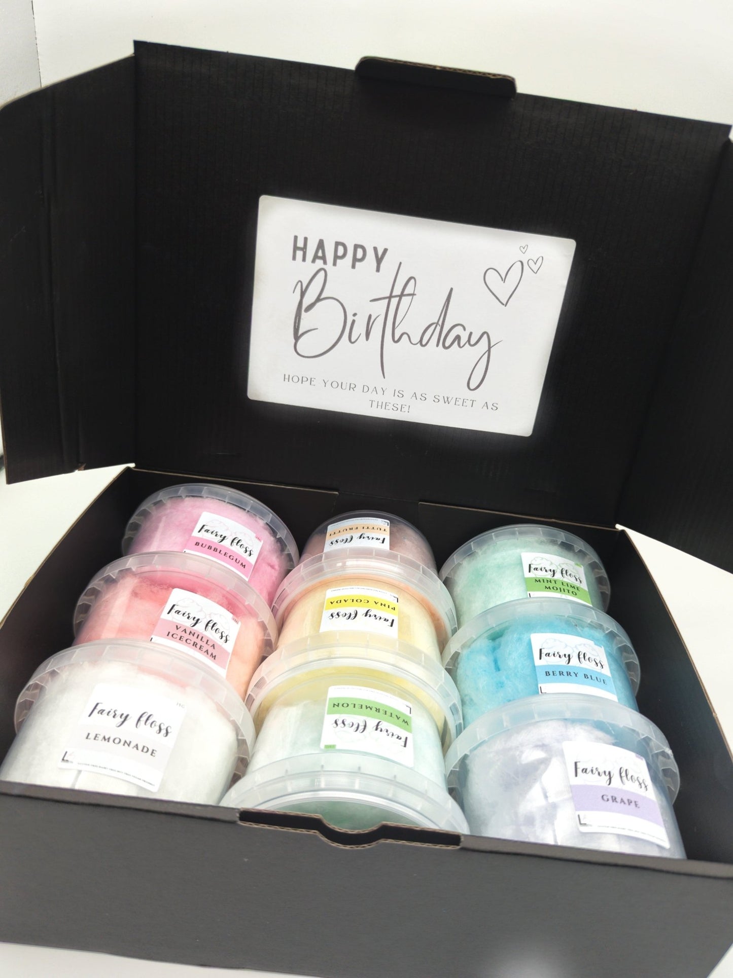 Fairy floss sampler box -9 flavours included-LB Sweets | Fairy floss & Favours