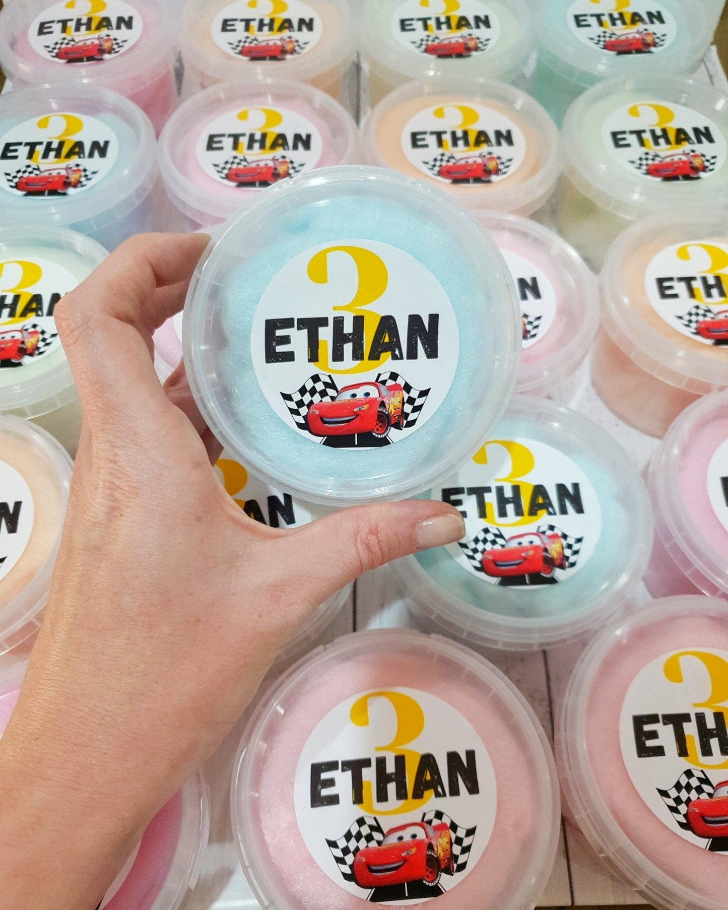 Personalised Fairy floss favours Cars